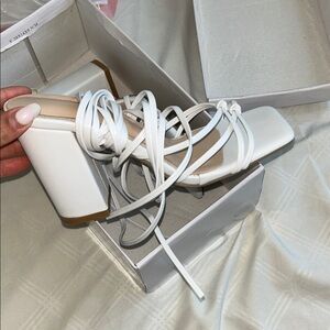 White Strappy Block Heel Sandals